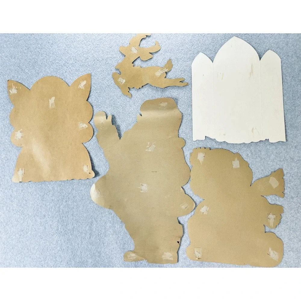Vintage Die Cut Christmas Decorations Lot‎ Santa Snowman Reindeer Angel Dennison